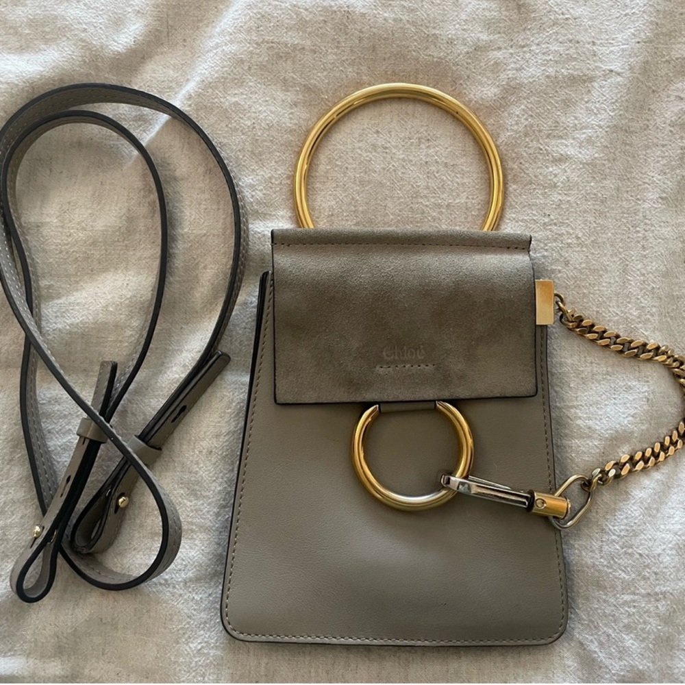 CHLOE Faye Mini Bracelet Bag | Calfskin & Suede | Authentic |